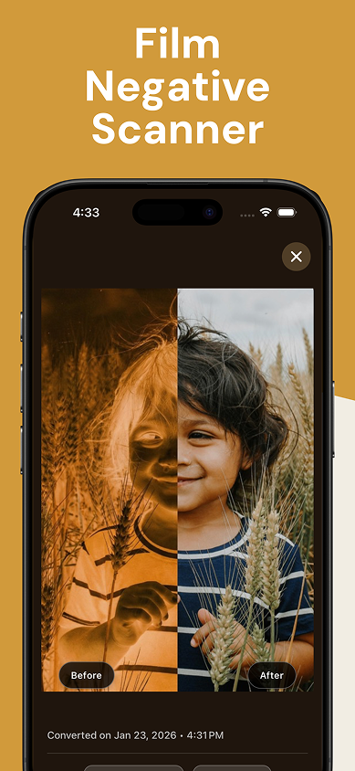 Posify camera view: frame your film negative in the live viewfinder
